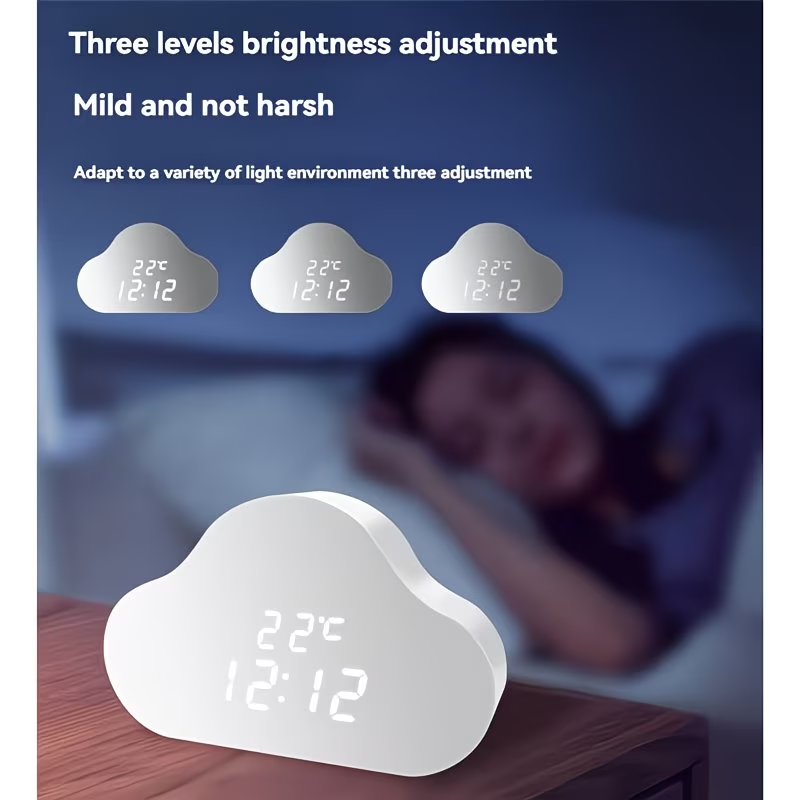 Alarm clock cloud clock bedside nap small alarm clock student calendar illuminated LED voice digital USB home clock