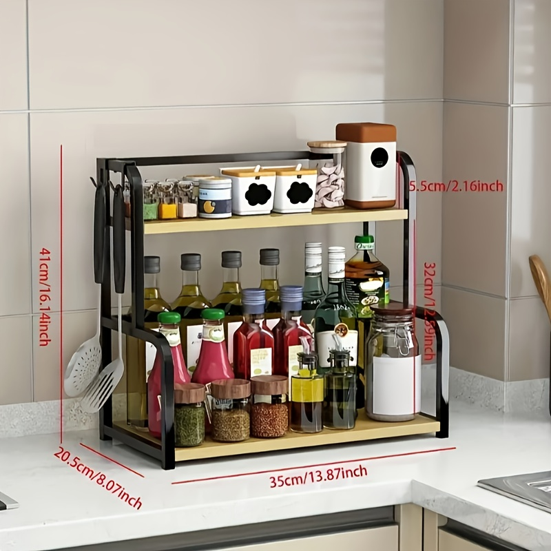 1 stainless steel kitchen storage rack, multi-tiered countertop spice rack