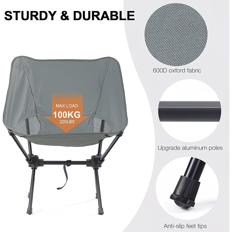 Portable and lightweight folding backpack chair for adults - with padded seat and backrest