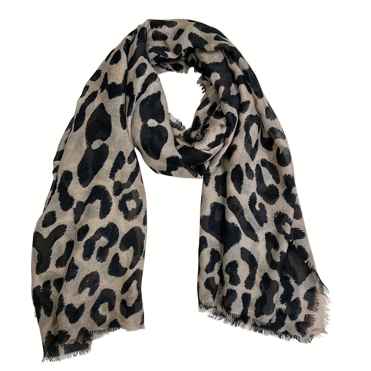 Women's leopard-print scarf—stylish and elegant.