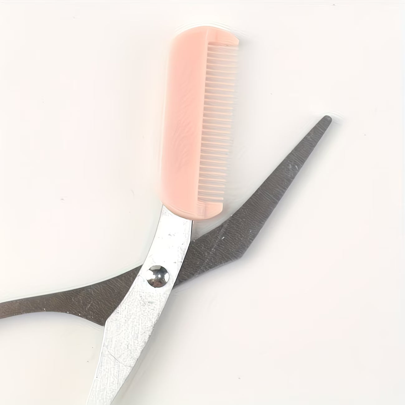 2 stainless steel eyebrow scissors with built-in comb