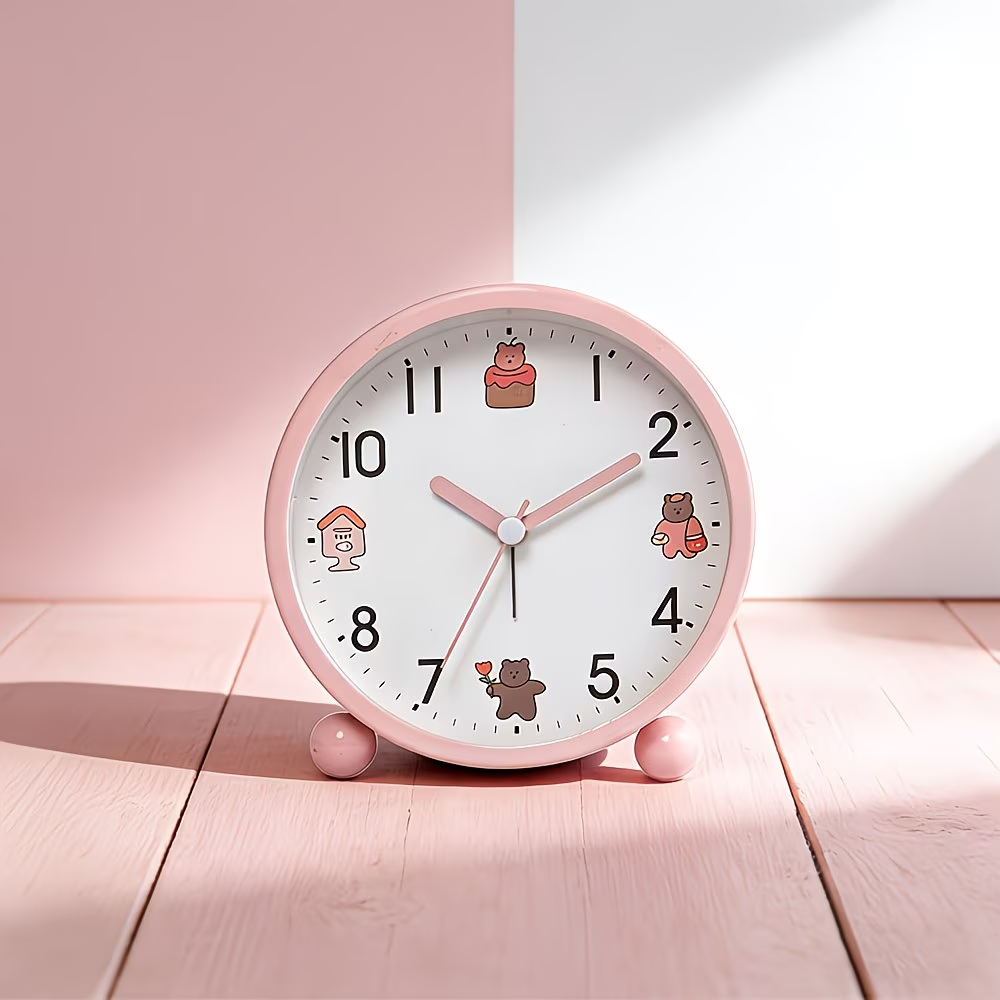 4.3-inch bedside analog alarm clock, suitable for bedroom, battery powered circular alarm clock, bedroom specific alarm clock