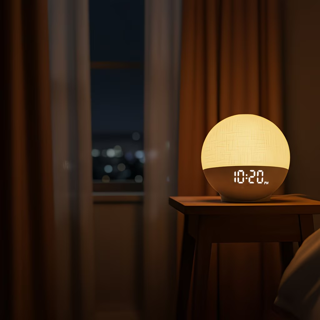 Sunrise alarm clock with white noise sound system, equipped with 30 soothing sleep aid devices and natural wake-up lights