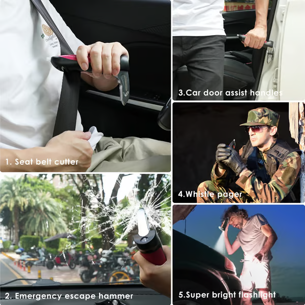 5-in-1 car handle assisted emergency escape system