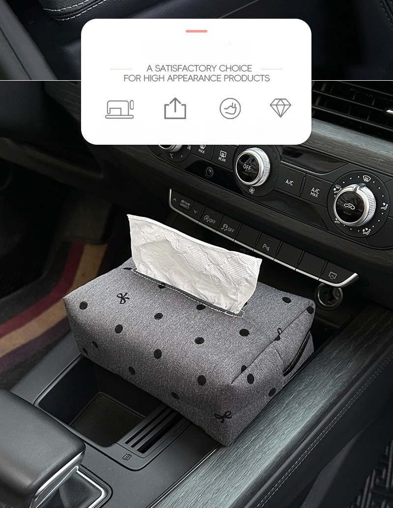 [Luxury] Elegant Polka Dot Bow Car Tissue Box
