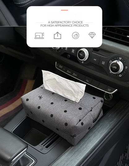 [Luxury] Elegant Polka Dot Bow Car Tissue Box