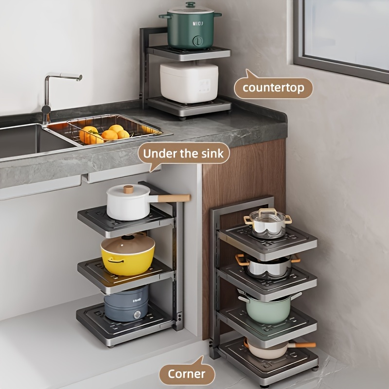 Kitchen cabinet sink under-pane pot, pan, and bowl storage rack