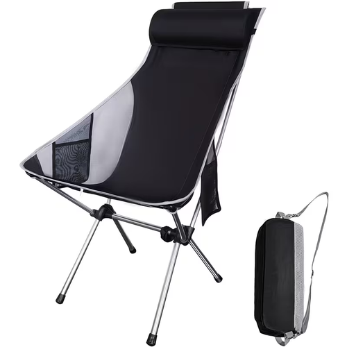 Camping chair, portable and lightweight, suitable for hiking, picnicking, and fishing.