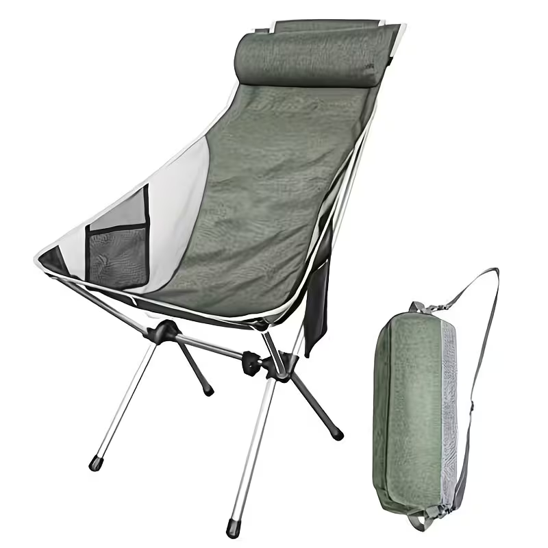 Camping chair, portable and lightweight, suitable for hiking, picnicking, and fishing.