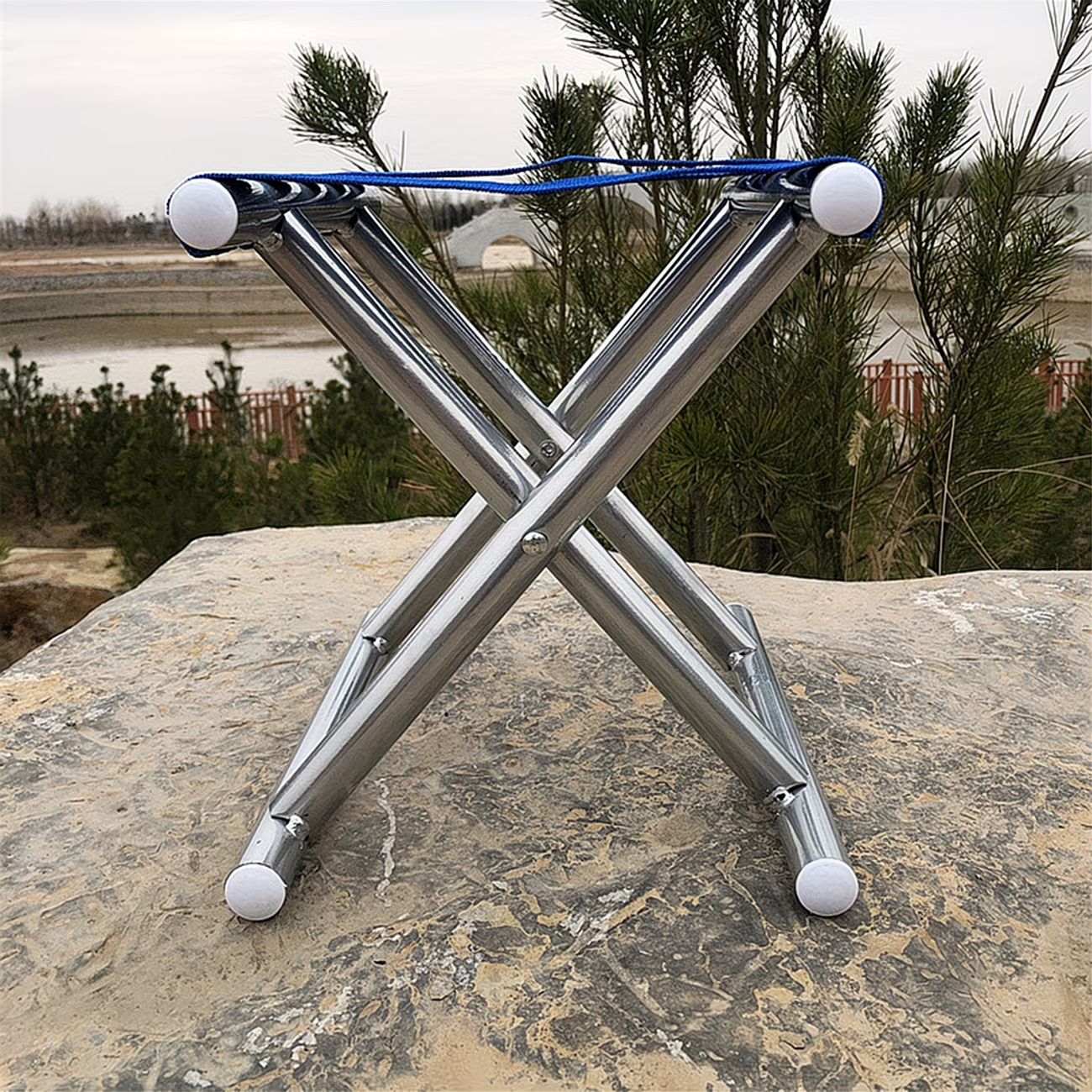 Small folding stool, outdoor metal camping heavy-duty chair, footstool