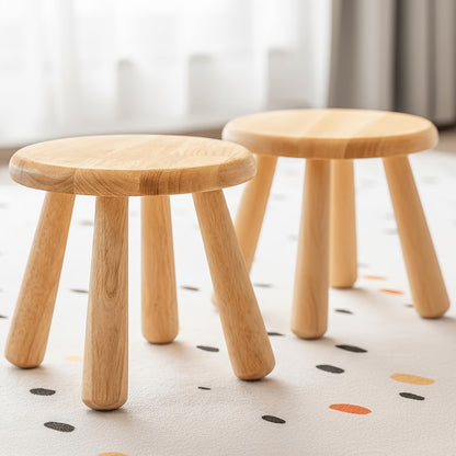Solid wood small round stool plant stand
