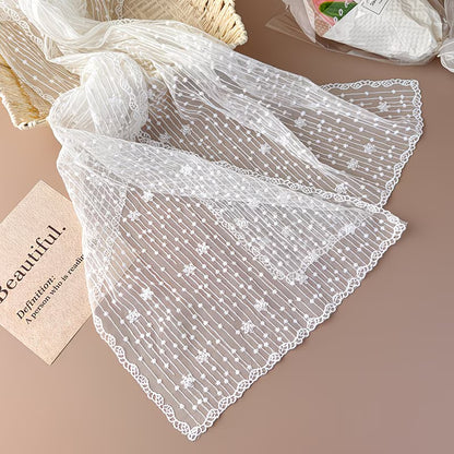 Stylish Striped Floral Lace Scarf