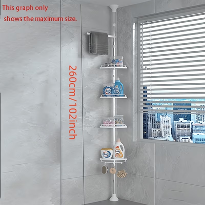 Corner bathroom shelf, suitable for different sizes, no drilling required for wall mounting.