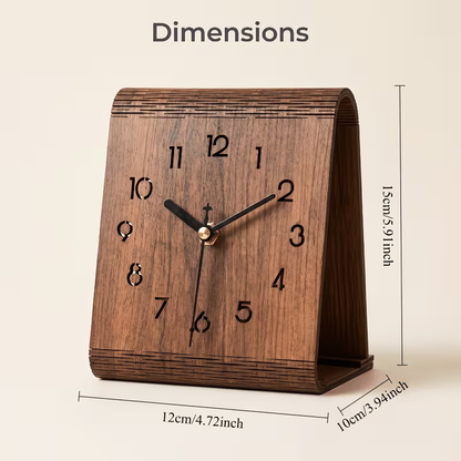 A minimalist wooden desktop clock, silent sweeping second-hand desktop clock, natural wood carving hollow out