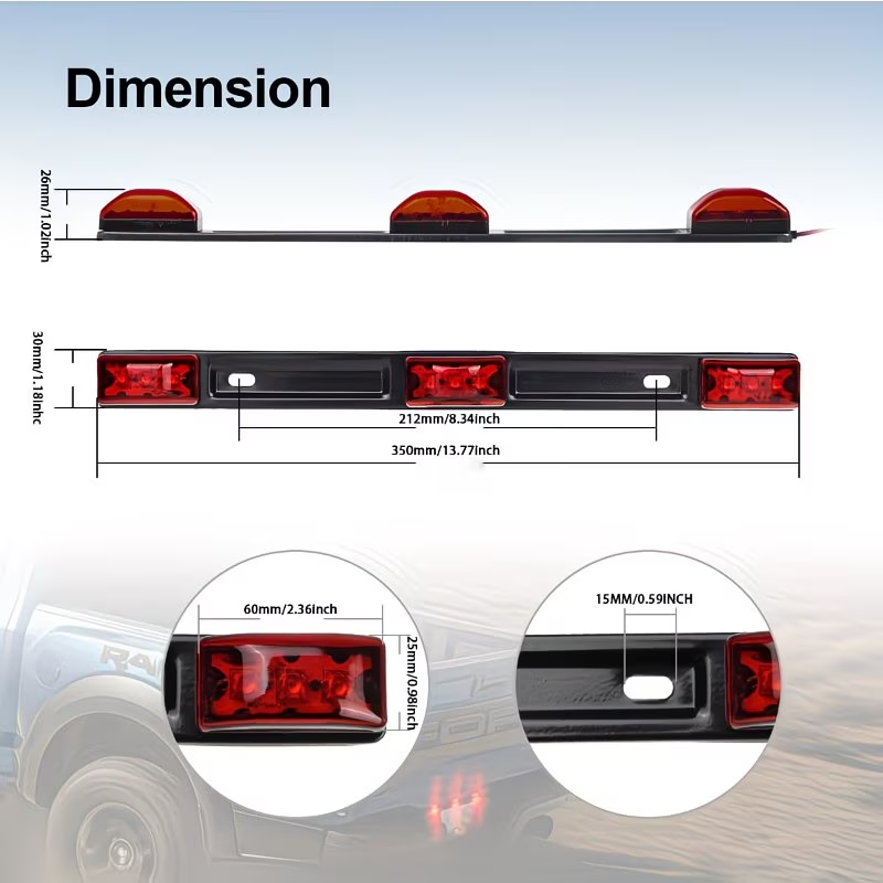 3 lights sealed stainless steel iron frame light strip, LED light strip red LED light strip black base