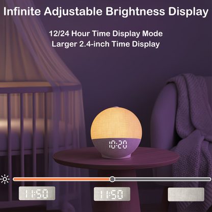 Sunrise alarm clock with white noise sound system, equipped with 30 soothing sleep aid devices and natural wake-up lights