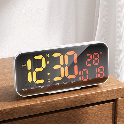 USB powered bedside square alarm clock, stylish and wall mounted, with three brightness levels