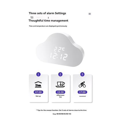 Alarm clock cloud clock bedside nap small alarm clock student calendar illuminated LED voice digital USB home clock