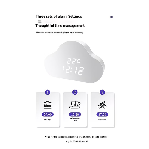 Alarm clock cloud clock bedside nap small alarm clock student calendar illuminated LED voice digital USB home clock
