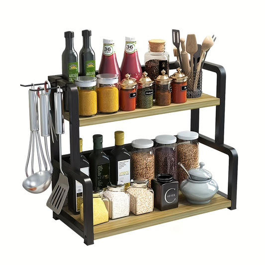 1 stainless steel kitchen storage rack, multi-tiered countertop spice rack