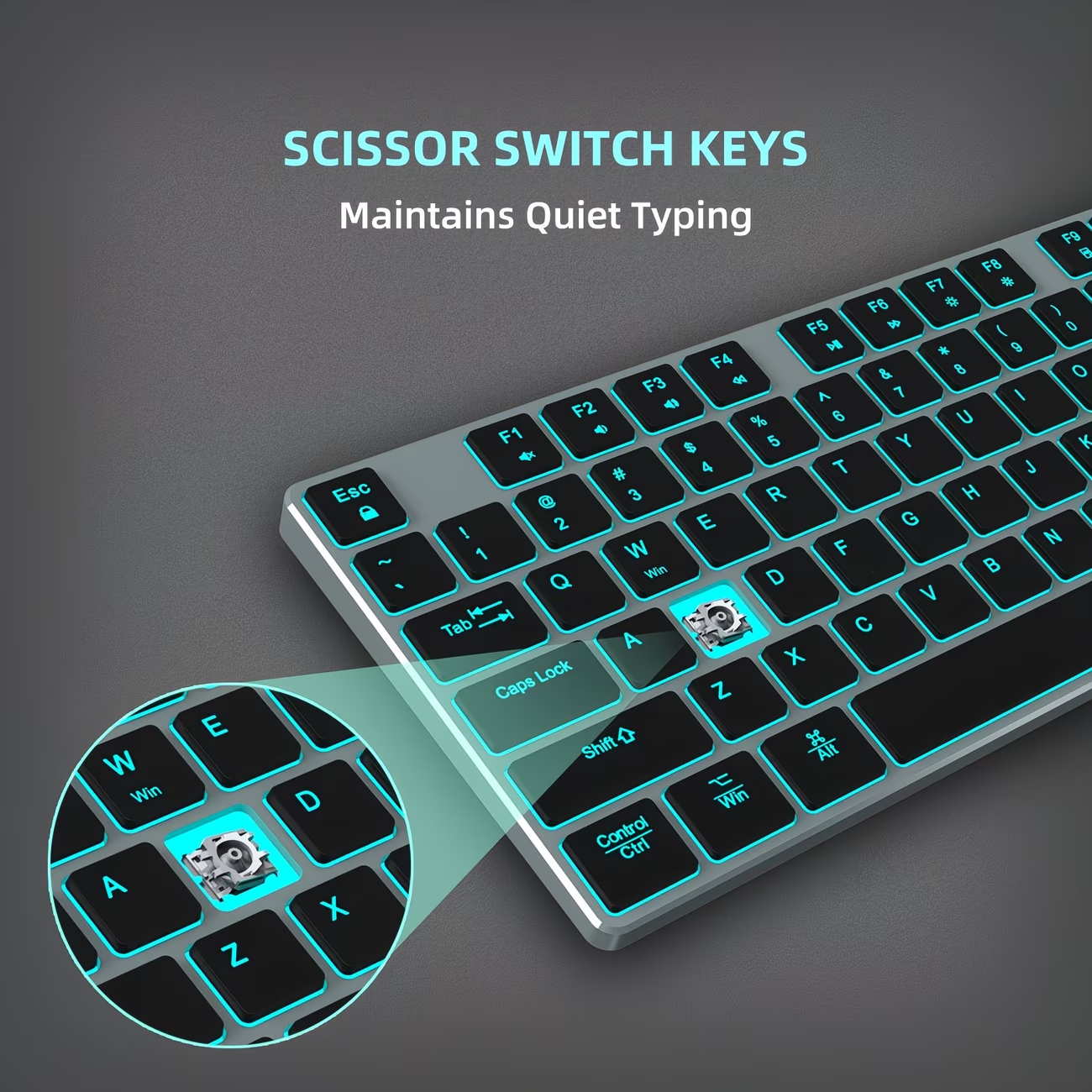 Wired backlit keyboard compatible with Windows/Mac, aluminum ultra-thin silent full-size keyboard