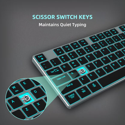 Wired backlit keyboard compatible with Windows/Mac, aluminum ultra-thin silent full-size keyboard