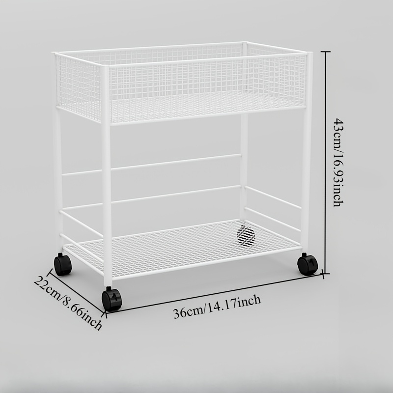Multi-layer metal mesh bookshelf with wheels