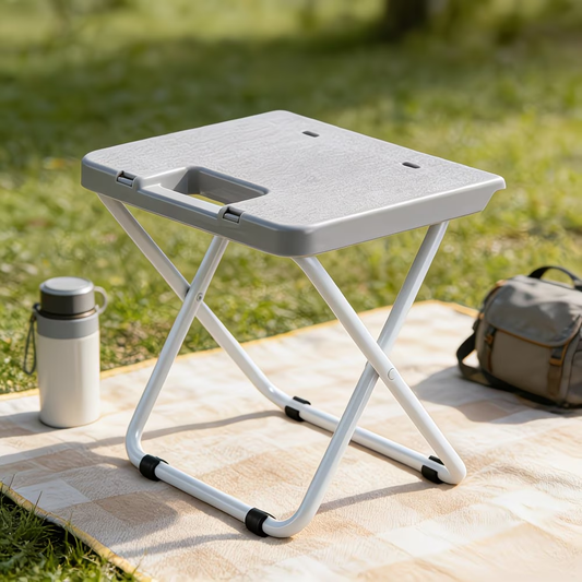 Outdoor camping folding chair, plastic picnic stool, foldable iron leg stool, barbecue stall stool