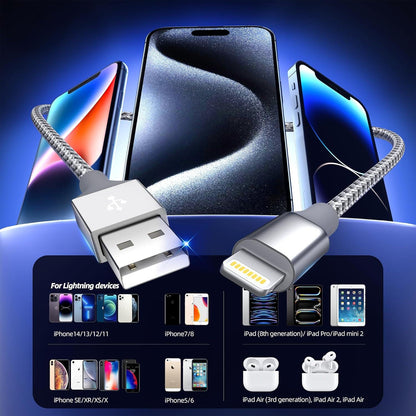 IPhone charger 3 packs 10FT lightning cable for fast charging and high-speed data synchronization