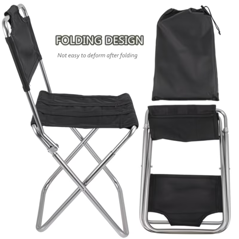 Portable folding chair, suitable for camping, beach and fishing.