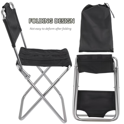 Portable folding chair, suitable for camping, beach and fishing.
