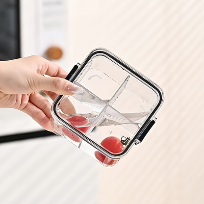 Two square compartmentalized airtight containers with lids