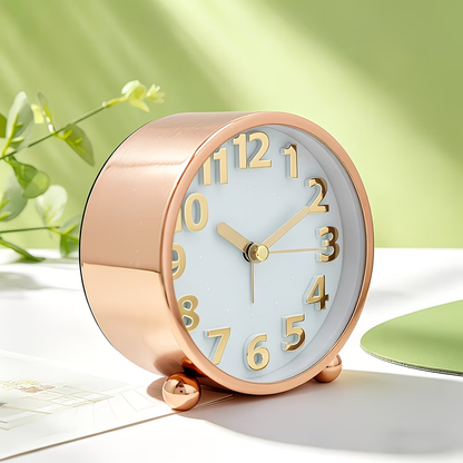 1 European style luxury metal alarm clock, creative 3D large digital clock face, timed alarm clock, metal electroplating process
