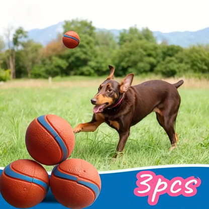 3 Durable Rubber Dog Teething Balls - Medium-Sized Dog Interactive Toys