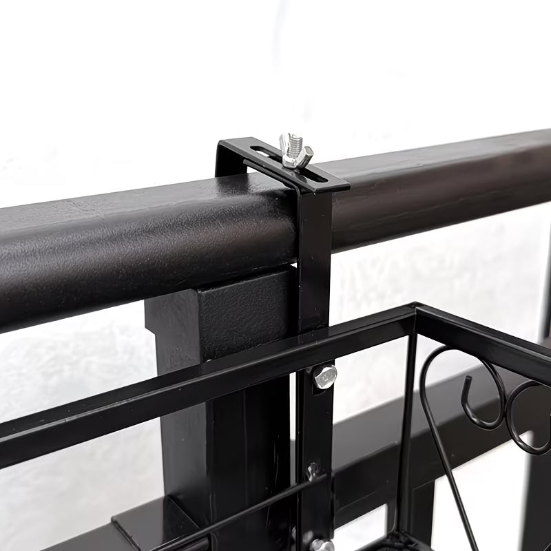 Adjustable Wrought Iron Balcony Flower Pot Rack