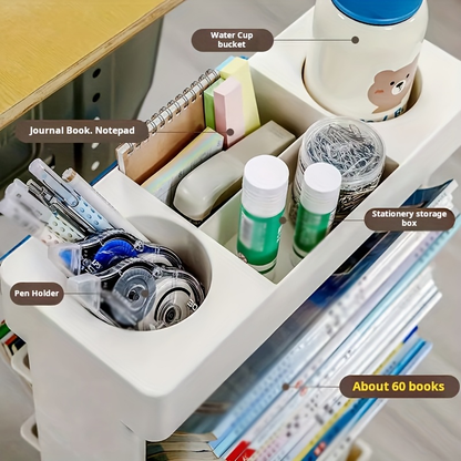 Multifunctional Rolling Bookshelf Storage Rack - Portable Storage Shelf