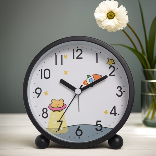 4.3-inch bedside analog alarm clock, suitable for bedroom, battery powered circular alarm clock, bedroom specific alarm clock