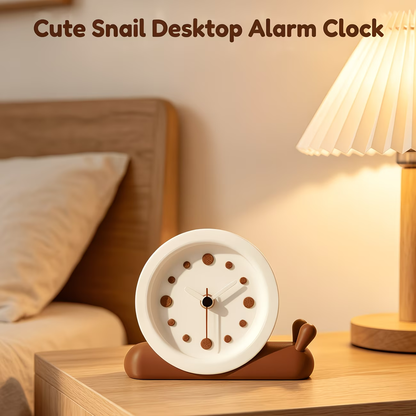 Cute snail design, desktop alarm clock, beautiful room decoration, compact desk clock, silent without ticking, battery powered