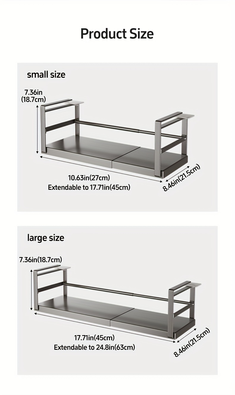 1-piece metal under-cabinet storage rack - no assembly required