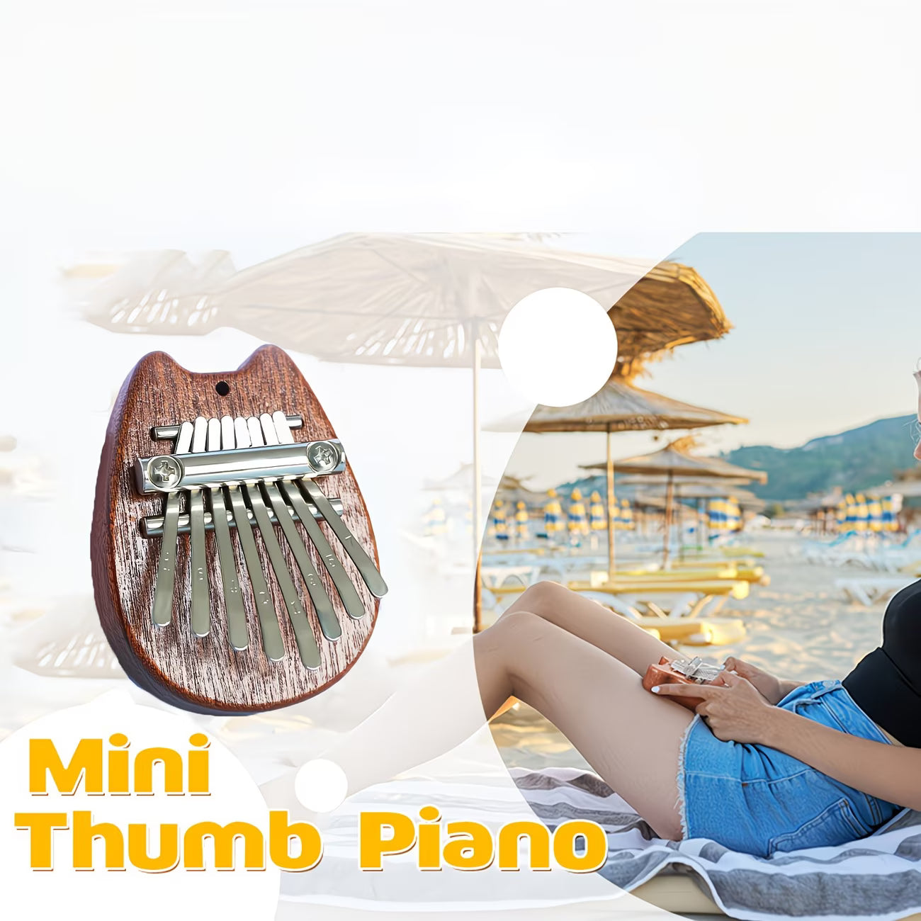 8-Key Cat Mini Kalimba, Exquisite Finger Thumb Piano Marimba Music Accessory Pendant Gift