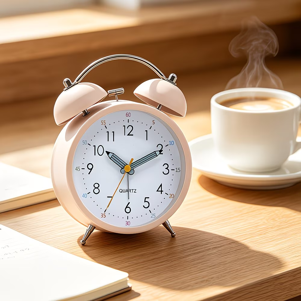 4.3-inch new color dual alarm clock, silent night light desktop clock