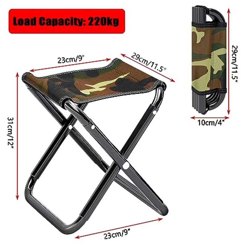Camouflage Camping Stool | Folding, Lightweight, and Portable Iron Stool, Suitable for Adults