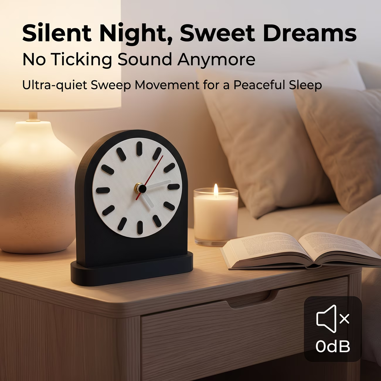 A minimalist arched desktop clock with a smooth and curved shape, suitable for various home decorations