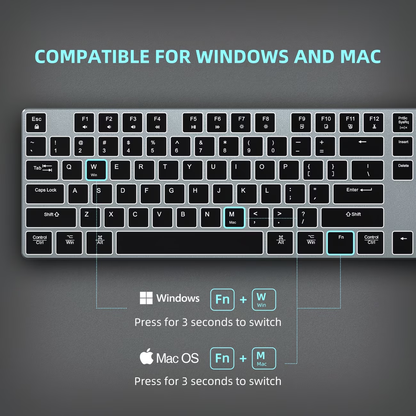 Wired backlit keyboard compatible with Windows/Mac, aluminum ultra-thin silent full-size keyboard