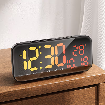 USB powered bedside square alarm clock, stylish and wall mounted, with three brightness levels