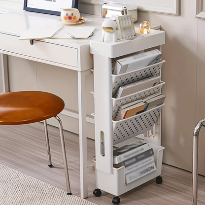 Multifunctional Rolling Bookshelf Storage Rack - Portable Storage Shelf