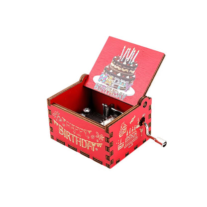 "Happy Birthday" Vintage Hand-Crank Wooden Music Box (Lullaby Melody)