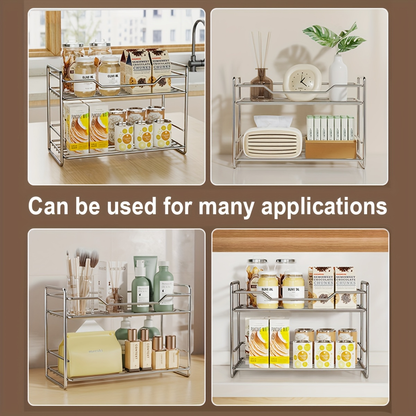 Double-layer stainless steel countertop storage rack/standing spice rack
