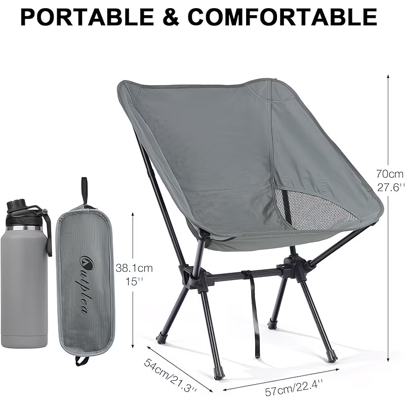 Portable and lightweight folding backpack chair for adults - with padded seat and backrest