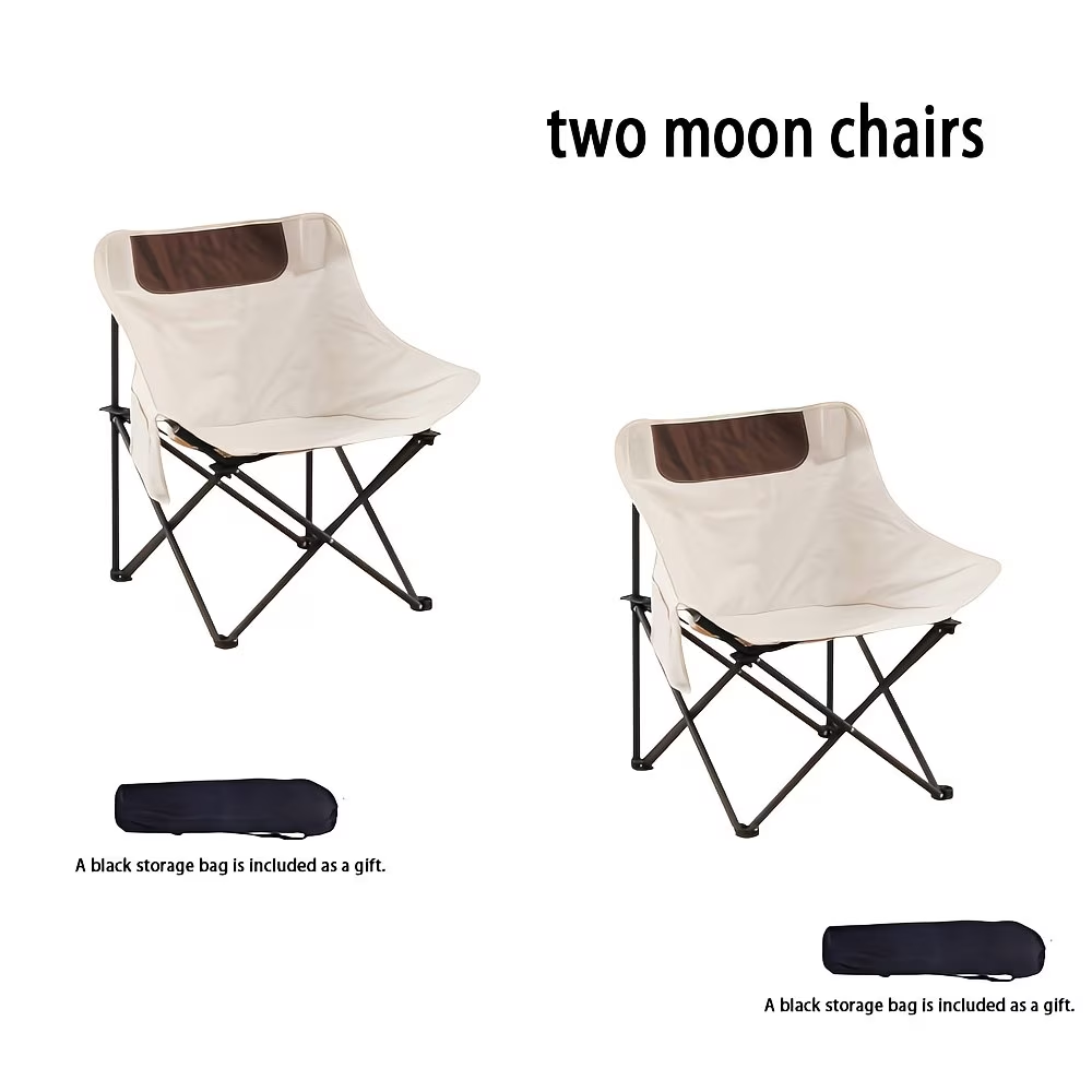 Two Moon Chair Set, Portable Folding Camping Chairs with Storage Bag